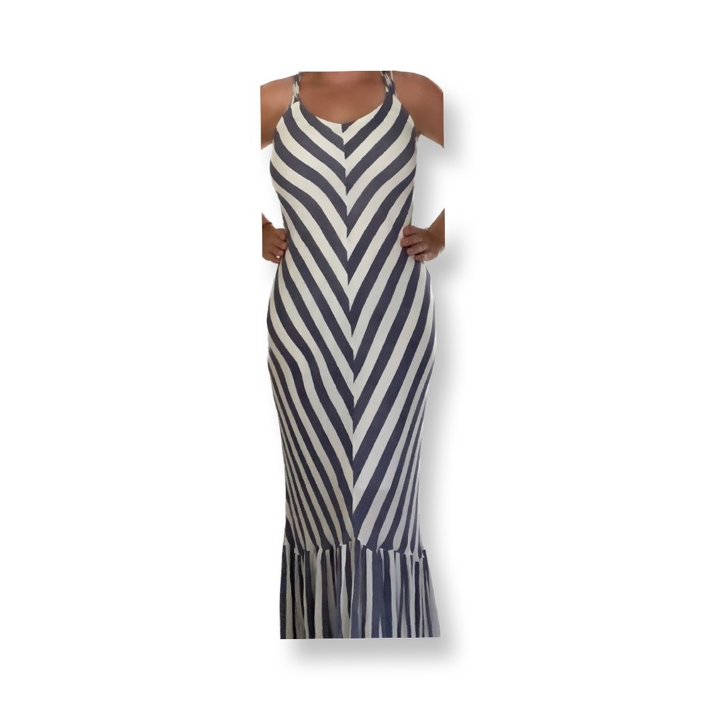 Blue Striped Long Dress